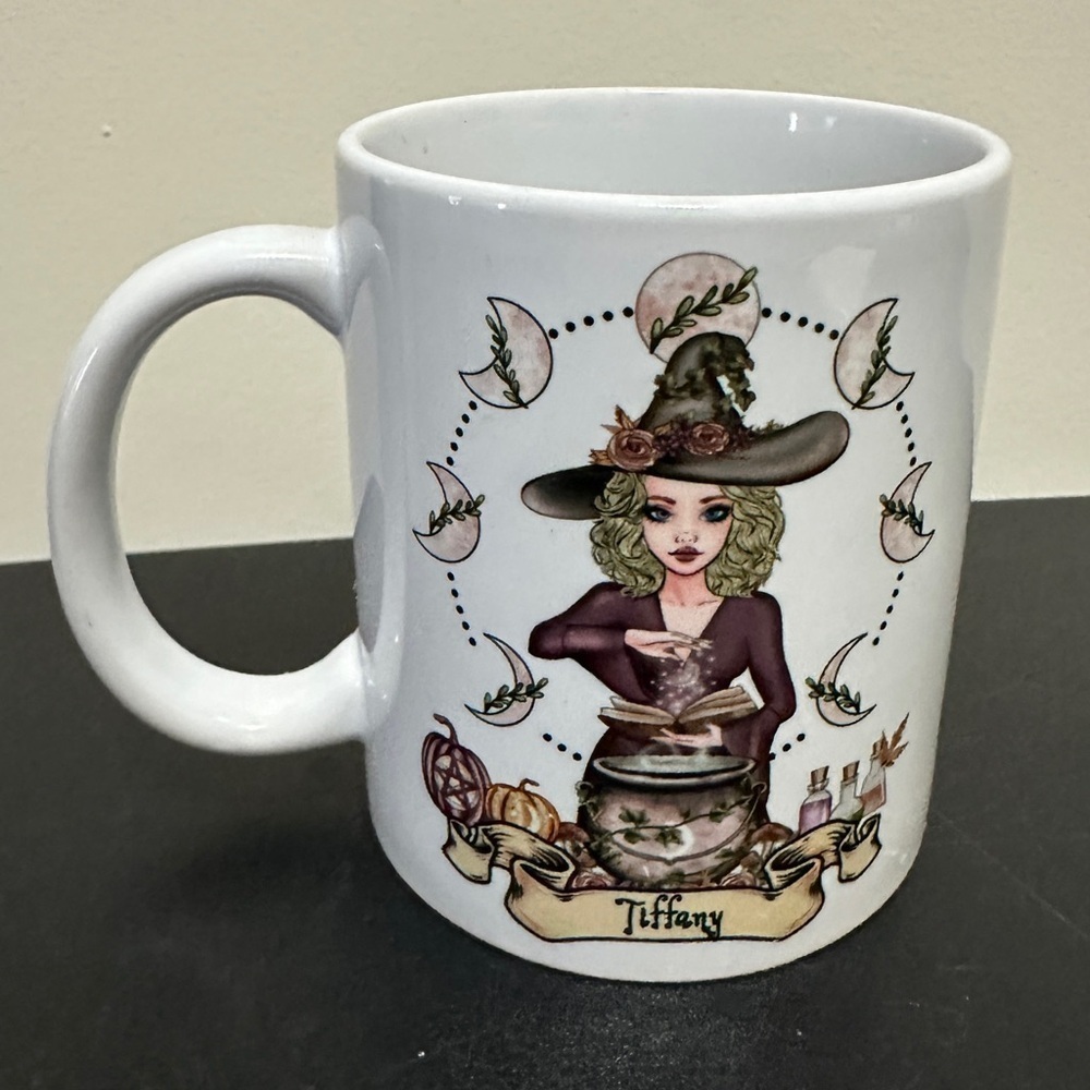 Witchy White Tiffany Mug Witch Illustration Goddess Astrology Spells